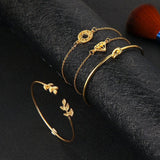 Bohemia Leaf Knot Hand Cuff Link Chain Charm Bracelet