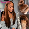 Bone Straight Chocolate Brown Human Hair Wigs